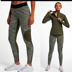 Nike Pro HyperWarm Training Tights Olive Canvas